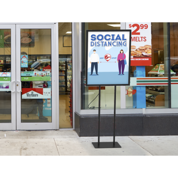 Social Distancing Poster Floor Display Stand Graphic Print 01 - Signwin