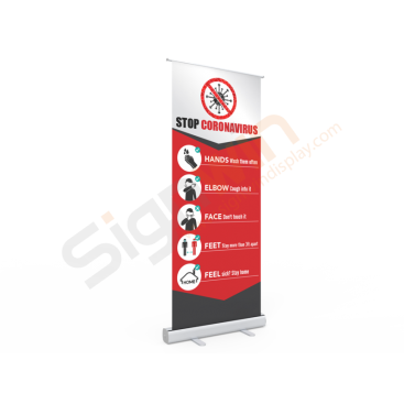 Stop Germs Standard Retractable Banner Stand with Economic Base 01 - Signwin