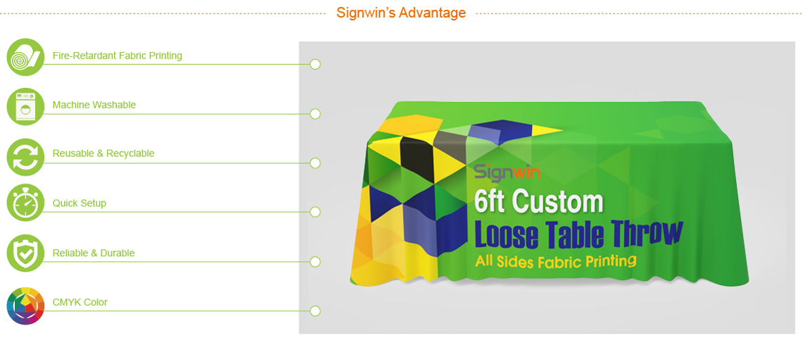 Signwin 6ft Full Color Loose Table Throw with Clear Logo Printed 6-L-TC advantage