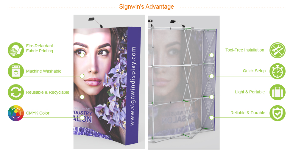 Signwin 8ft Curved & Banner Pop Up Backwall Display 8X8-CD-PUD Advantage